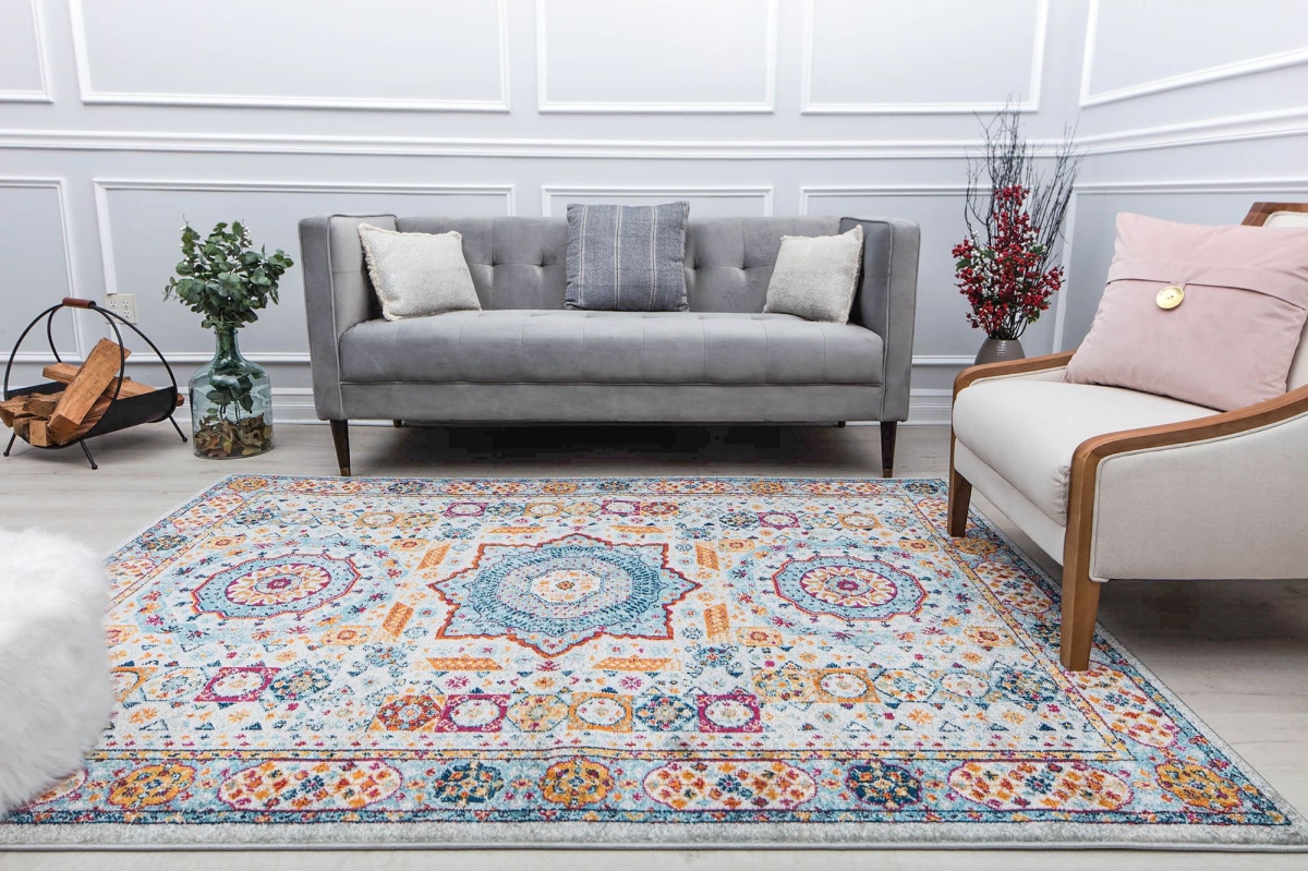 RA30959 5 ft. 3 in. x 7 ft. Harper HY60C Constellation Abstract Vintage Gray Area Rug
