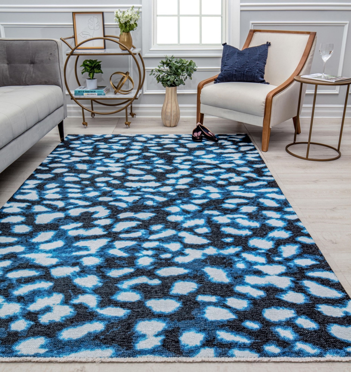RA31916 5 ft. 3 in. x 7 ft. Serafina EO35A Soft Spot Geometric Contemporary Blue Area Rug