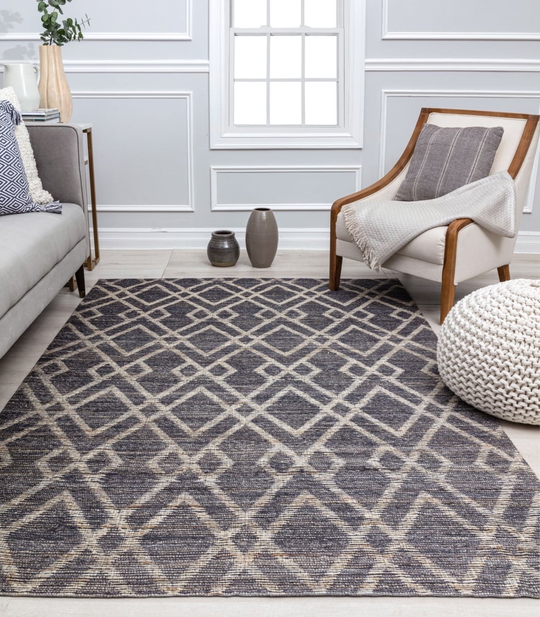 RA31968 5 x 7 ft. GN10A Waves Diamond & Trellis Modern Navy Area Rug