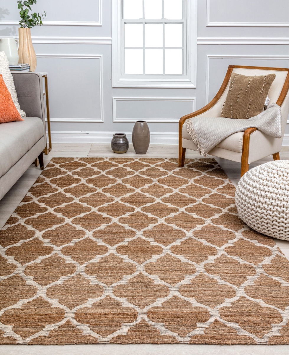 RA31975 8 x 10 ft. GN25A Fancy Trellis Transitional Brown Area Rug