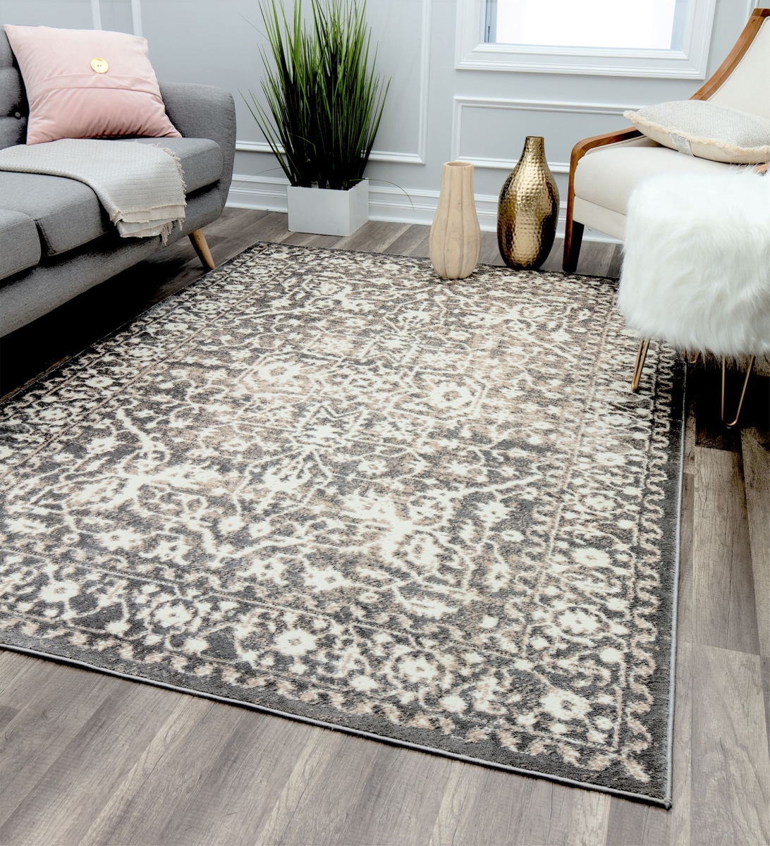 RA28217 5 ft. 3 in. x 7 ft. Leopold LX20B Stone Oriental Transitional Cream Area Rug
