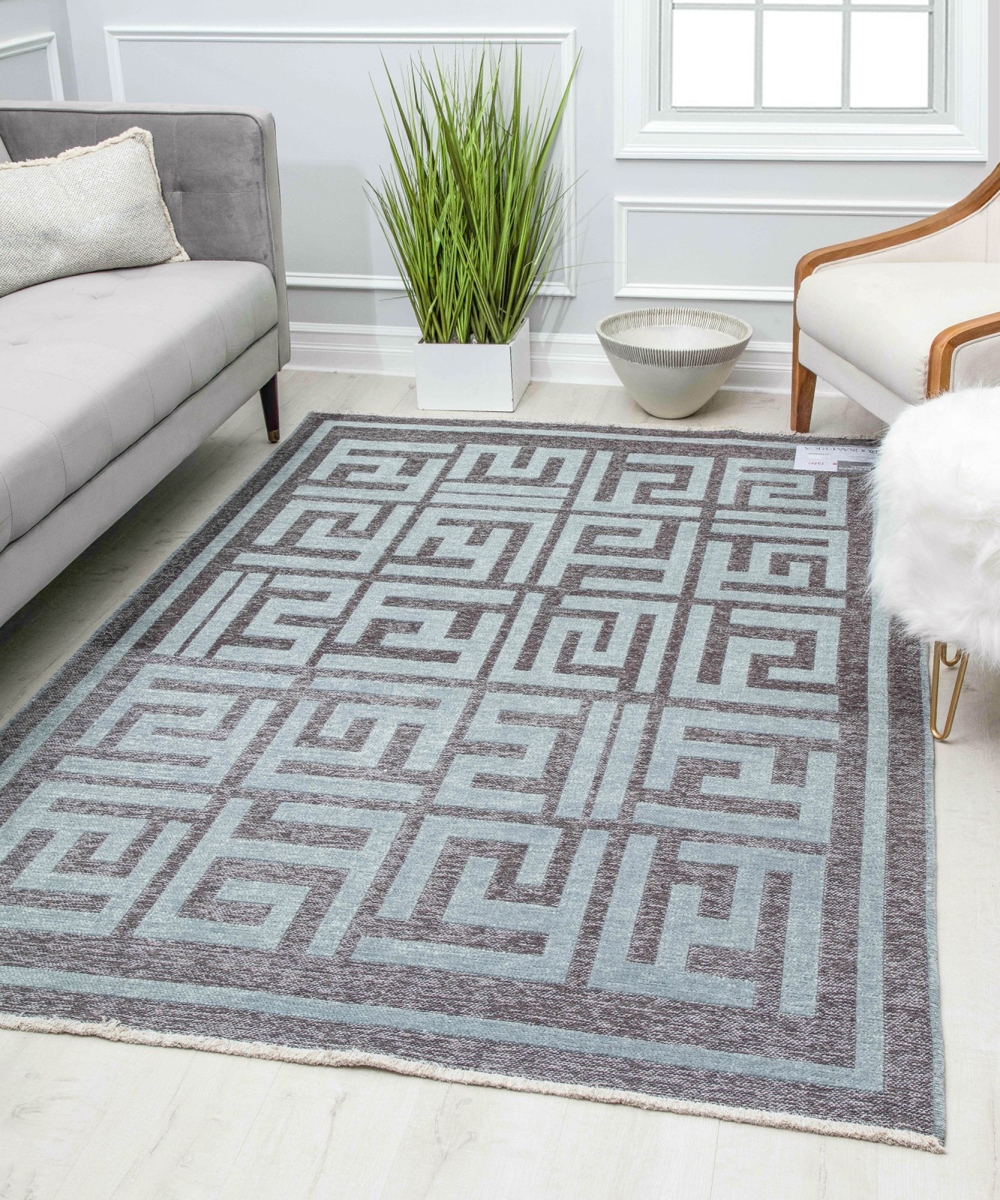 RA30284 5 ft. 3 in. x 7 ft. Kai KI20A Graphic Gunmetal Transitional Vintage Blue Area Rug
