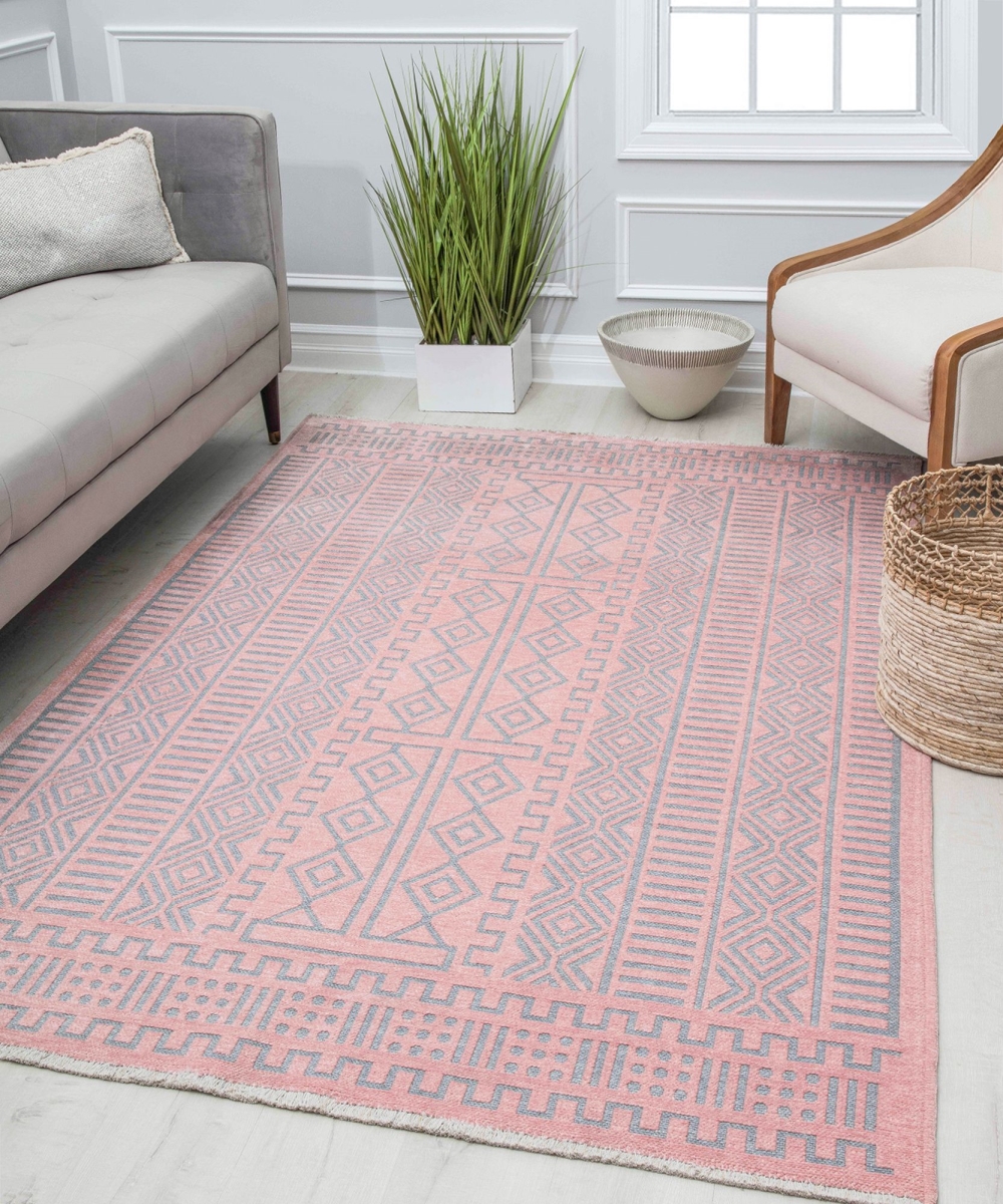 RA30288 5 ft. 3 in. x 7 ft. Kai KI30A Faintly Folk Transitional Vintage Red Area Rug