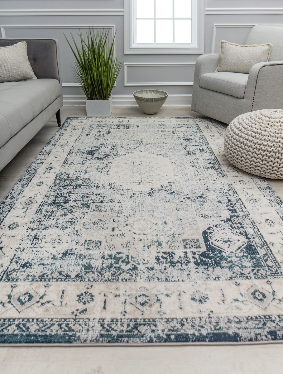 RA31111 5 ft. 3 in. x 7 ft. Cora CL25A French Toile Transitional Vintage Navy Area Rug
