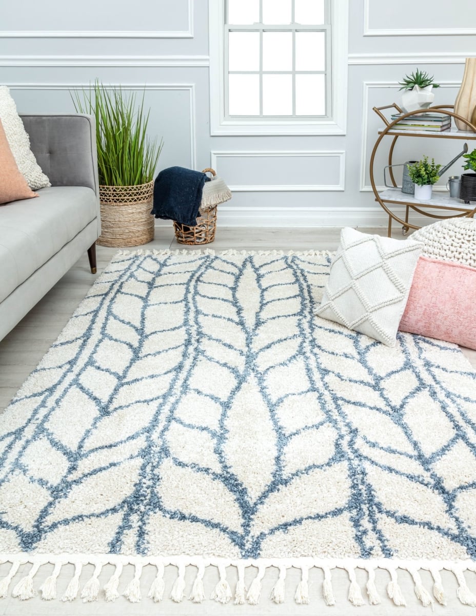 RA32577 5 x 7 ft. BT25A Cloud Vine Geometric Modern White Area Rug