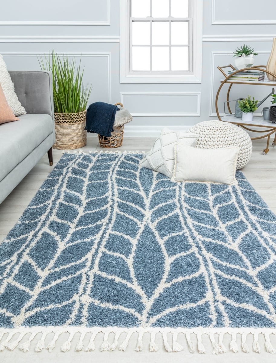 RA32581 5 x 7 ft. BT25B Sky Vine Geometric Modern Blue Area Rug