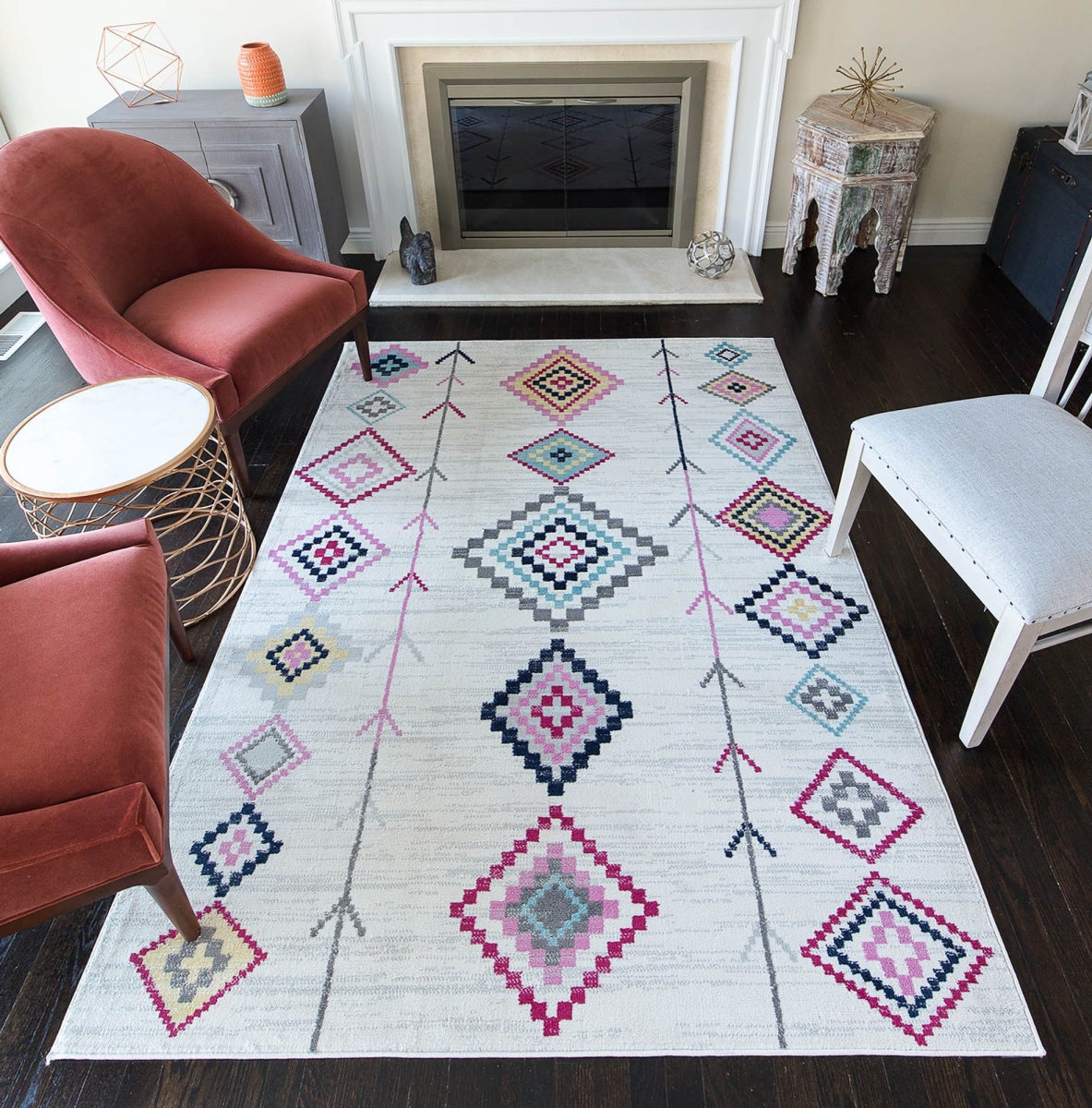 RA28342 4 x 6 ft. Soleil BR15A Native Ivory Tribal Moroccan Area Rug