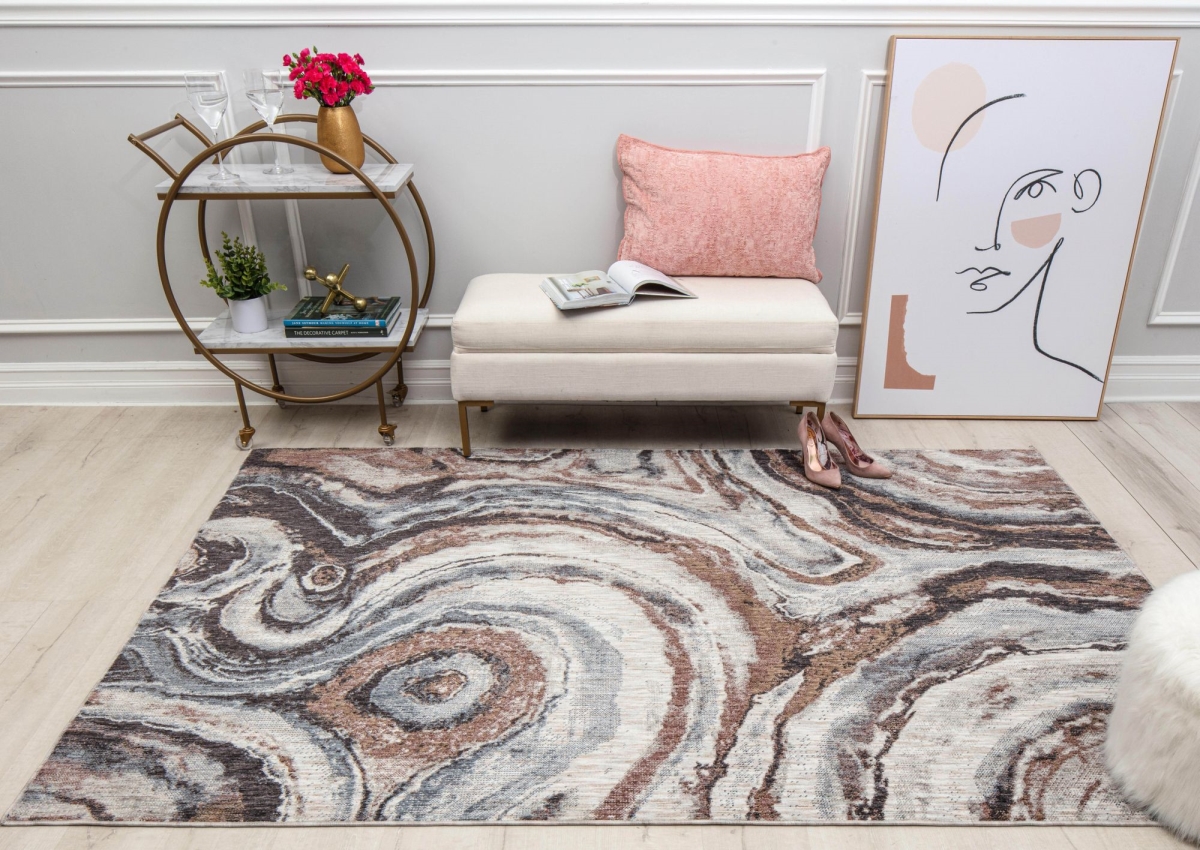 RA31539 5 ft. 3 in. x 7 ft. Cressida CA10A River Reflection Abstract Contemporary Gray Area Rug