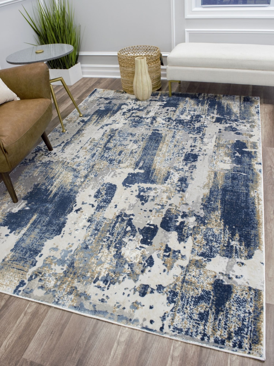 RA28869 2 x 4 ft. Astor AD40D Sapphire Blue Transitional Abstract Ivory Area Rug
