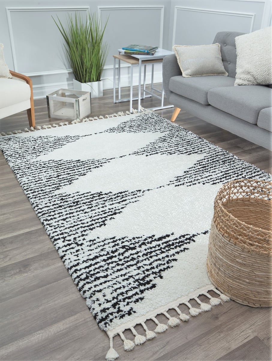 RA28937 2 ft. 2 in. x 8 ft. Moon MS30A Heath White Tribal Moroccan Area Rug