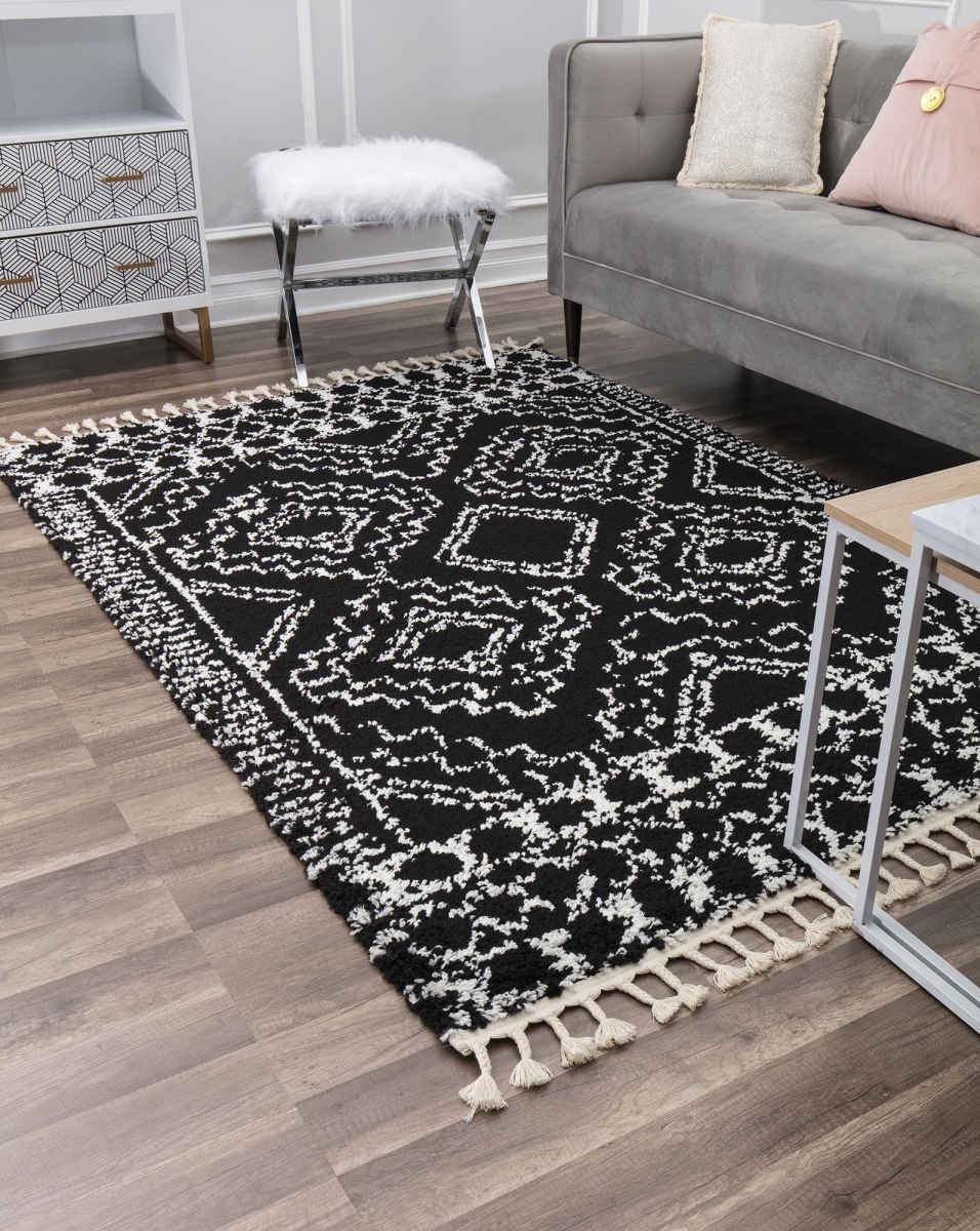 RA28941 2 ft. 2 in. x 8 ft. Moon MS40A Sable Tribal Moroccan Black Area Rug