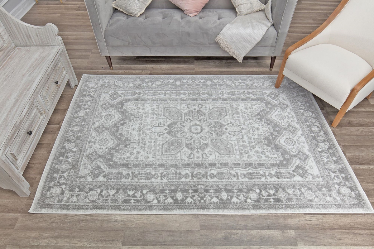 Freida Chilly Grey Vintage Area Rug - 5 x 7 ft. - Indoor - Elegant Design