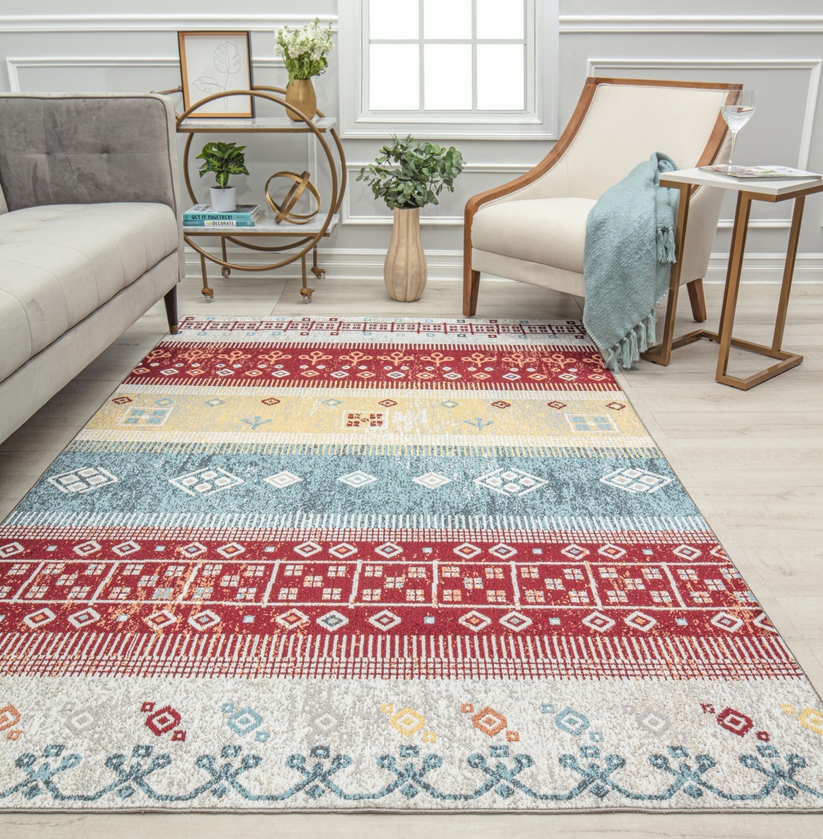 RA31668 8 x 10 ft. Jaelyn JD40A Cape Patchwork Tribal Bohemian Red Area Rug