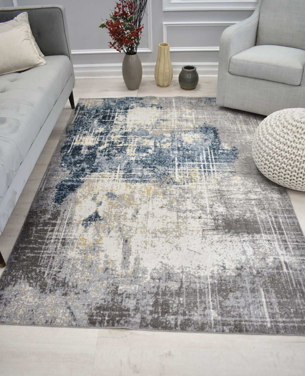 RA31671 5 ft. 3 in. x 7 ft. Jaelyn JD45A Silent Night Distressed Transitional White Area Rug