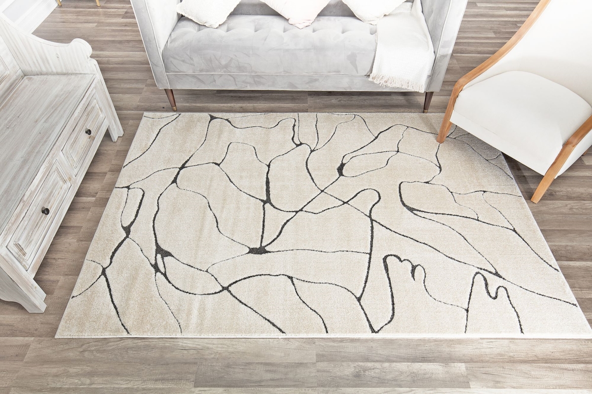 Chanai Marble Geometric Tan Area Rug - 6 x 9 ft - Contemporary Style