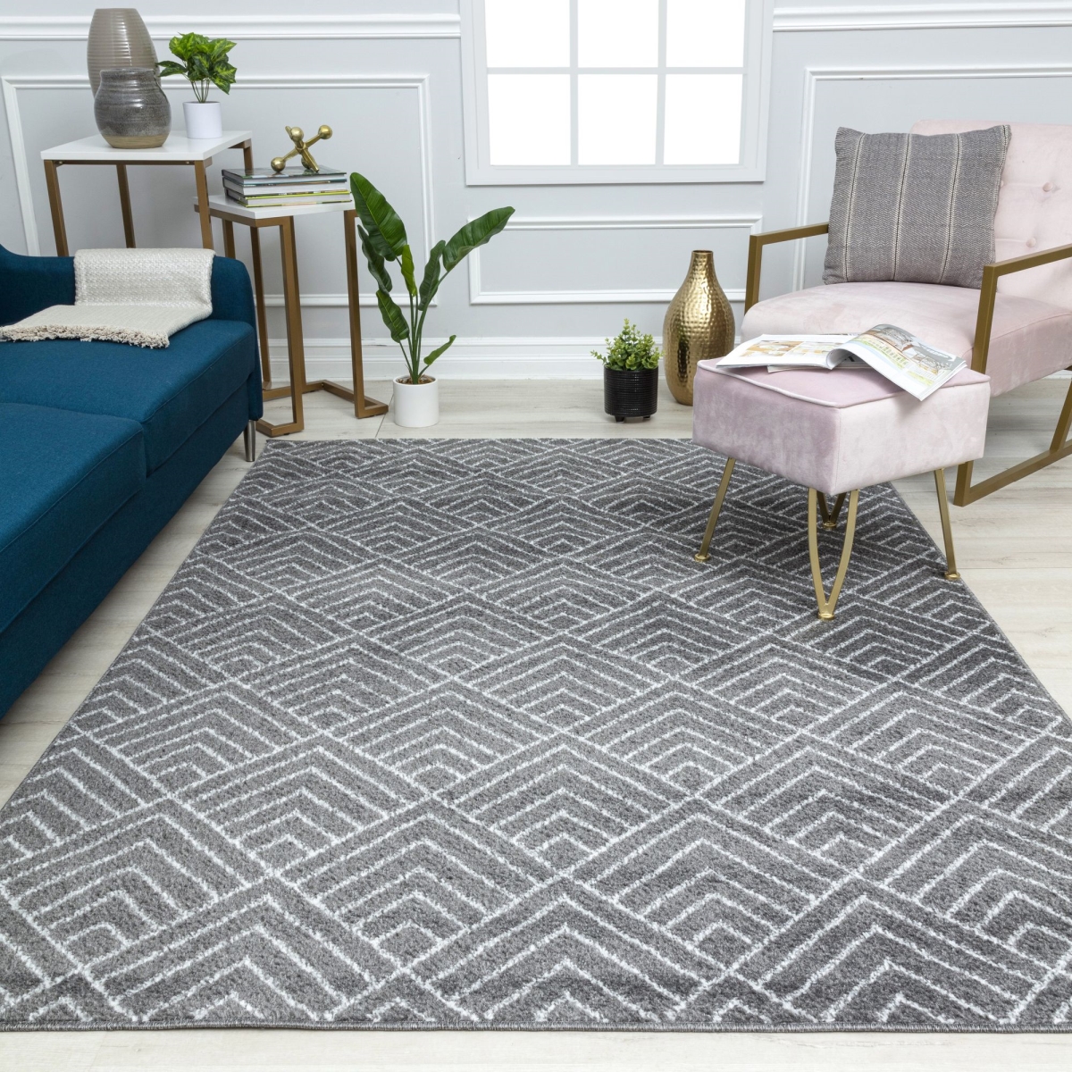RA41099 8 ft. 3 in. x 10 ft. Azure AZ10A Deco Gray Geometric Contemporary Rectangle Area Rug, Gray