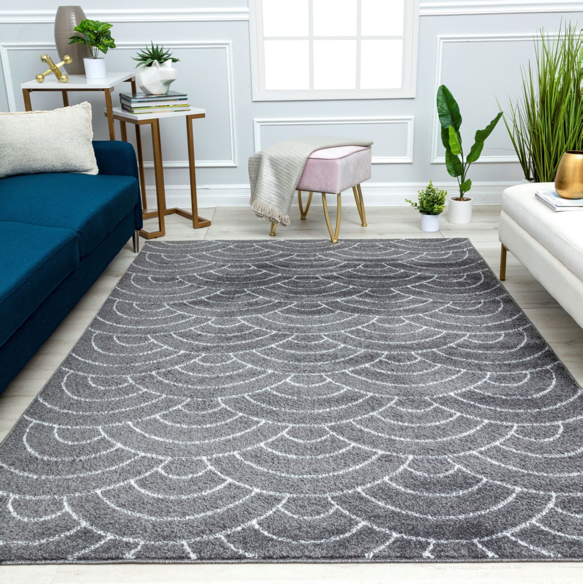 RA41150 5 x 7 ft. Azure AZ35B Storm Cloud Geometric Contemporary Rectangle Area Rug, Gray