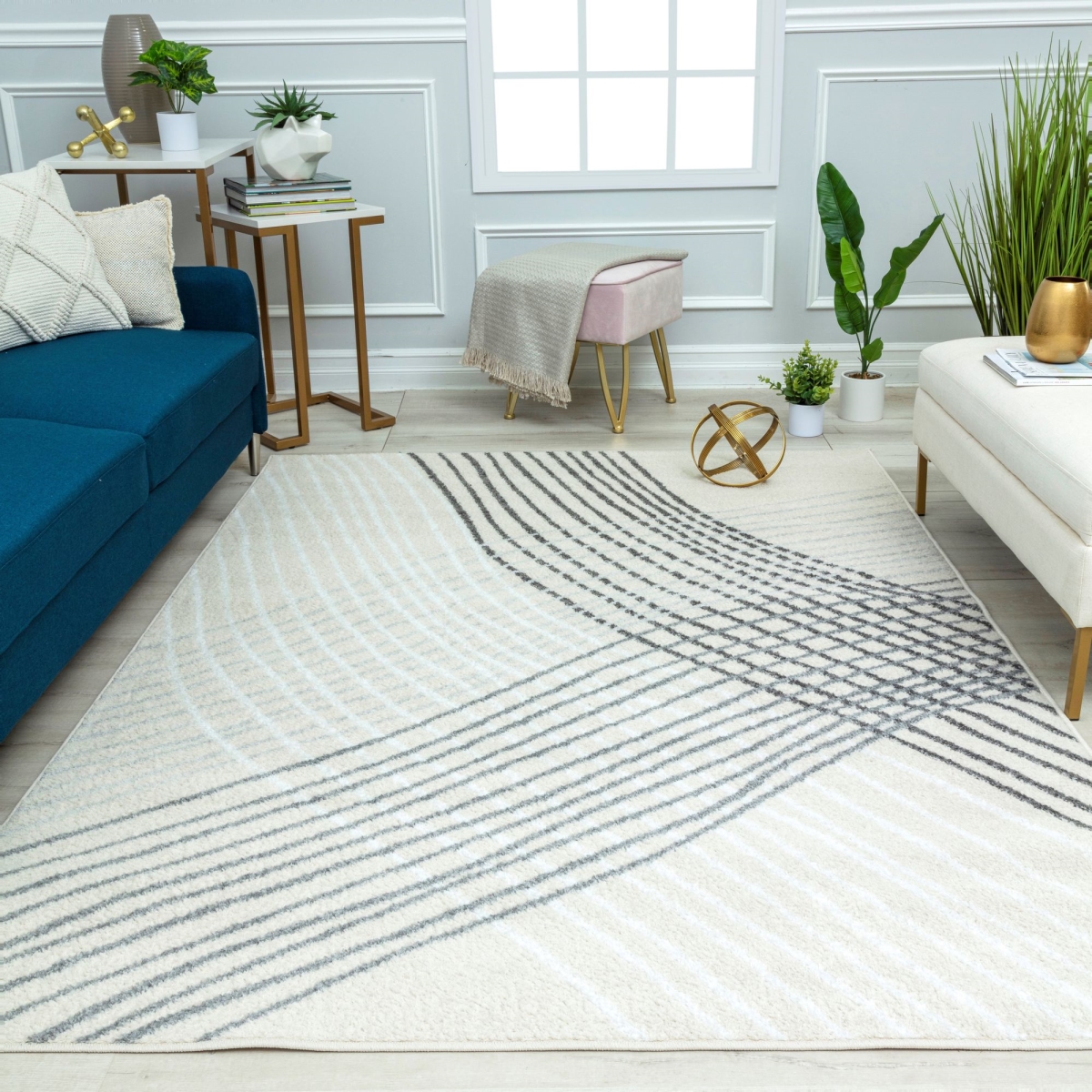 RA41191 8 ft. 3 in. x 10 ft. Azure AZ55B High Reflective Geometric Contemporary Rectangle Area Rug, Tan