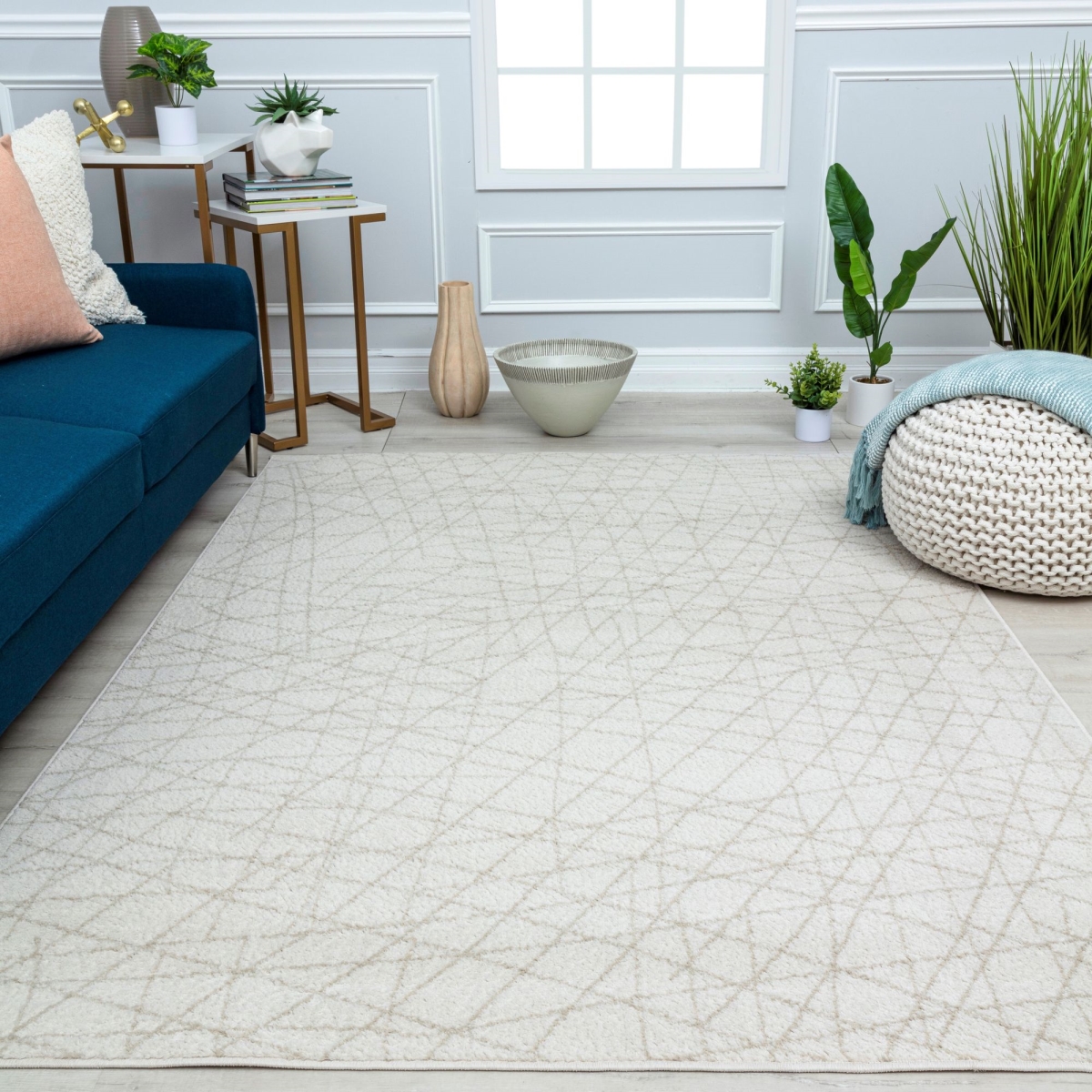 RA41206 5 x 7 ft. Azure AZ65B Grecian Ivory Geometric Contemporary Rectangle Area Rug, Ivory
