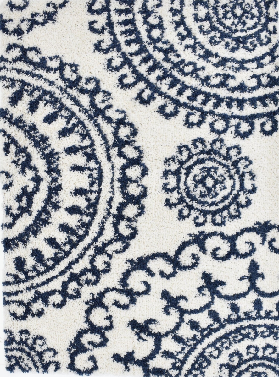RA33314 5 x 7 ft. Indigo Shag CG15A Spacious Skies Geometric Transitional Rectangle Area Rug, White & Blue