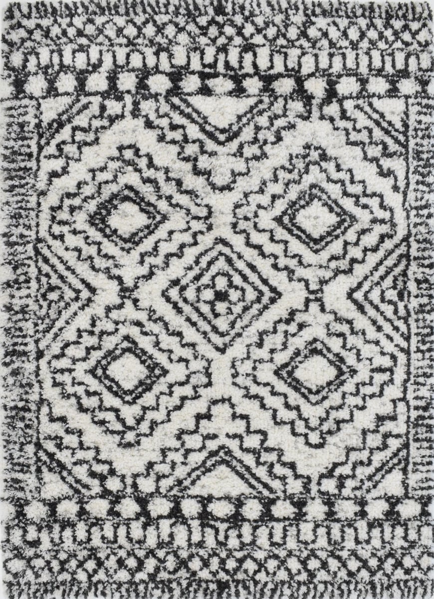 RA33330 5 x 7 ft. Indigo Shag CG30A Cracked Pepper Geometric Transitional Rectangle Area Rug, White & Gray