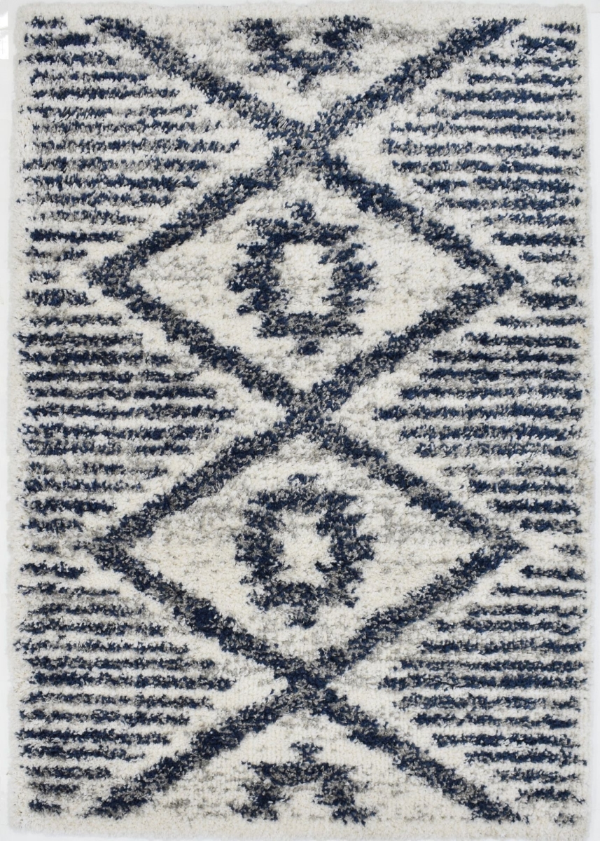 RA33355 8 ft. 3 in. x 10 ft. Indigo Shag CG80A Glacier Valley Geometric Transitional Rectangle Area Rug, White & Blue
