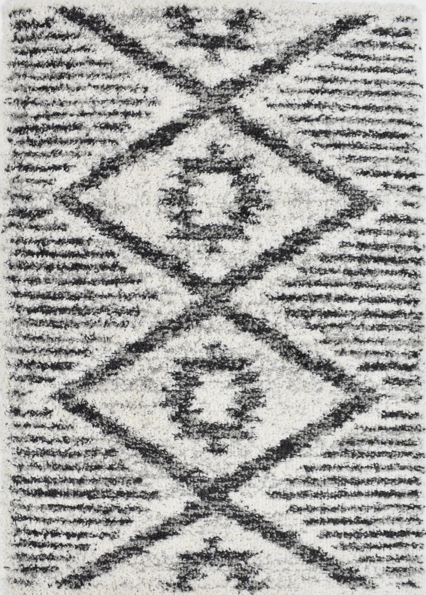 RA33359 8 ft. 3 in. x 10 ft. Indigo Shag CG80B Falling Snow Geometric Transitional Rectangle Area Rug, White & Gray