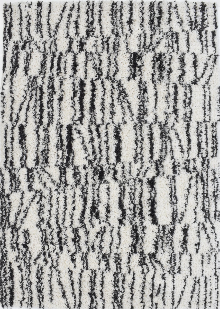 RA33363 8 ft. 3 in. x 10 ft. Indigo Shag CG90A Vintage Linen Geometric Transitional Rectangle Area Rug, White & Gray