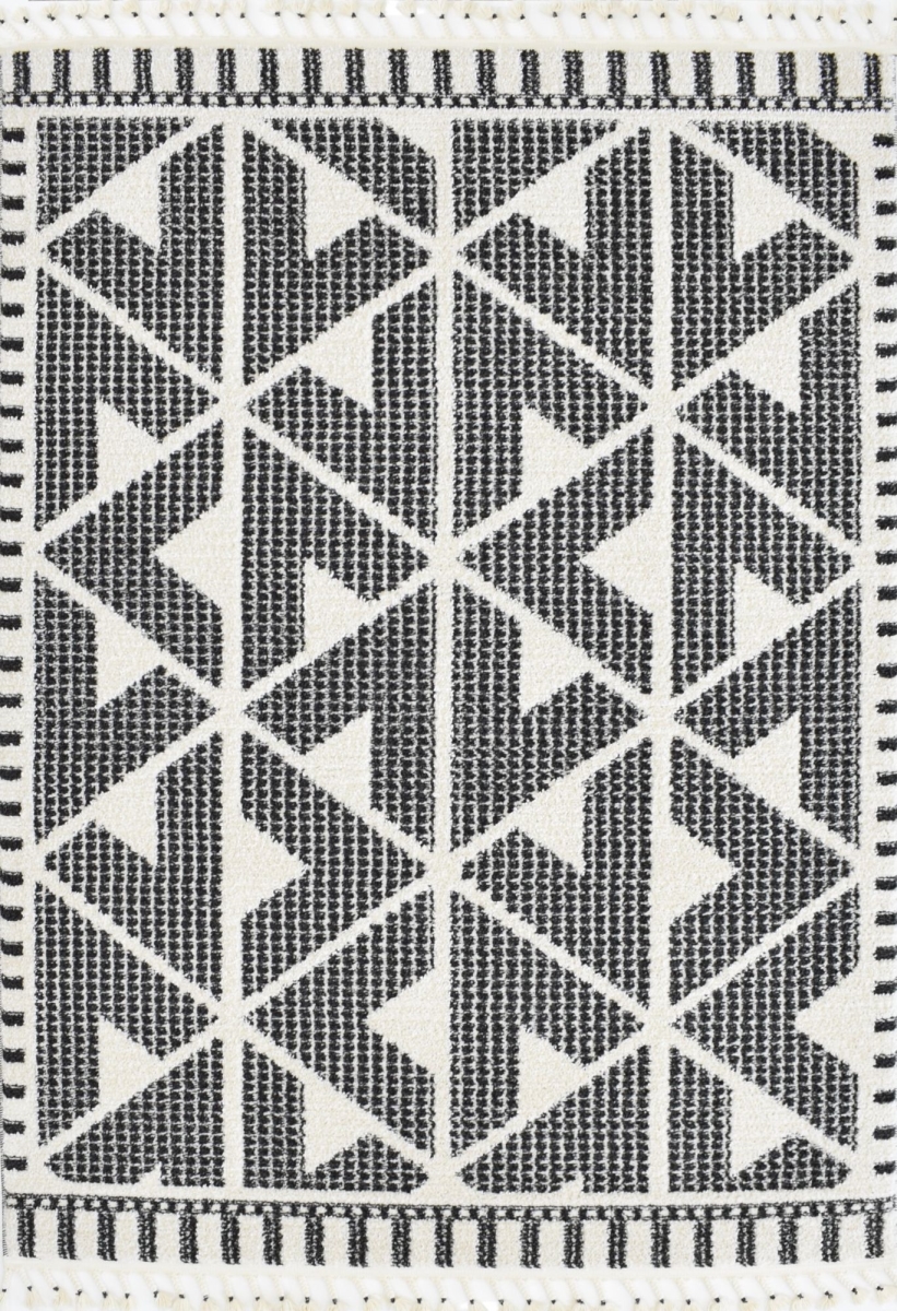 RA33403 8 ft. 3 in. x 10 ft. Catalan IB10A Aster Black Geometric Transitional Rectangle Area Rug, Black & White