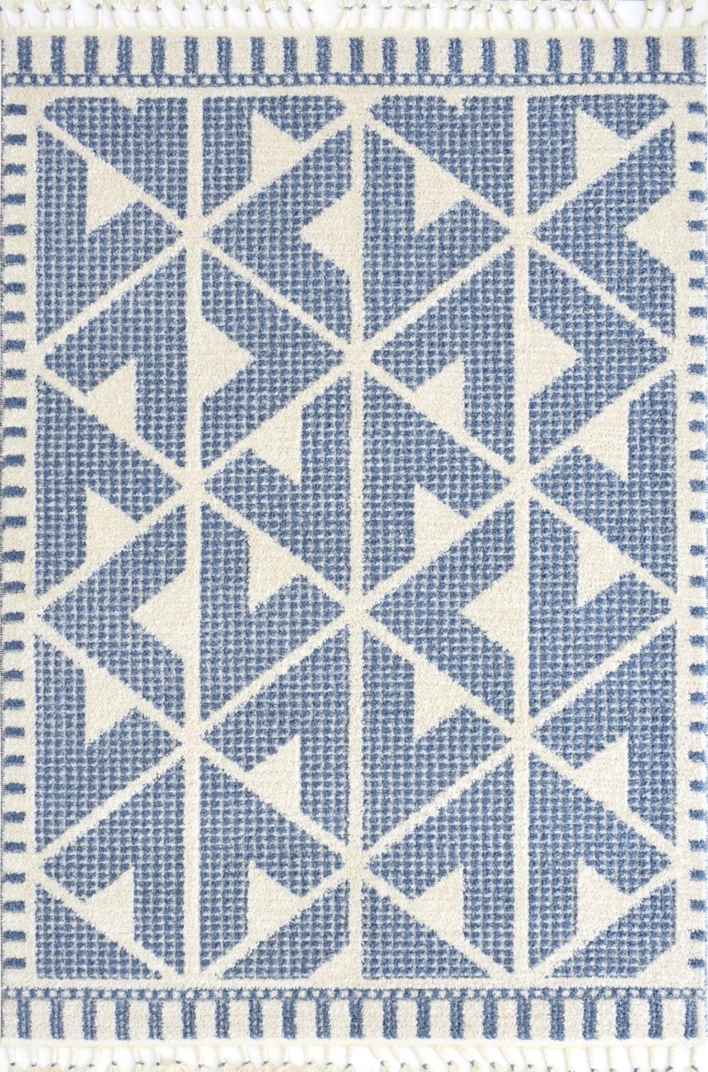 RA33404 2 ft. 6 in. x 4 ft. Catalan IB10B Aster Blue Geometric Transitional Rectangle Area Rug, Blue & White