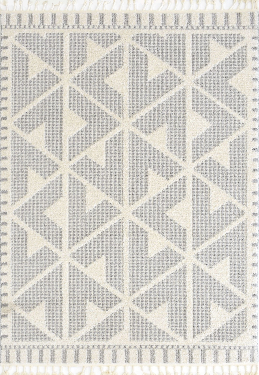 RA33411 8 ft. 3 in. x 10 ft. Catalan IB10C Aster Grey Geometric Transitional Rectangle Area Rug, Gray & White