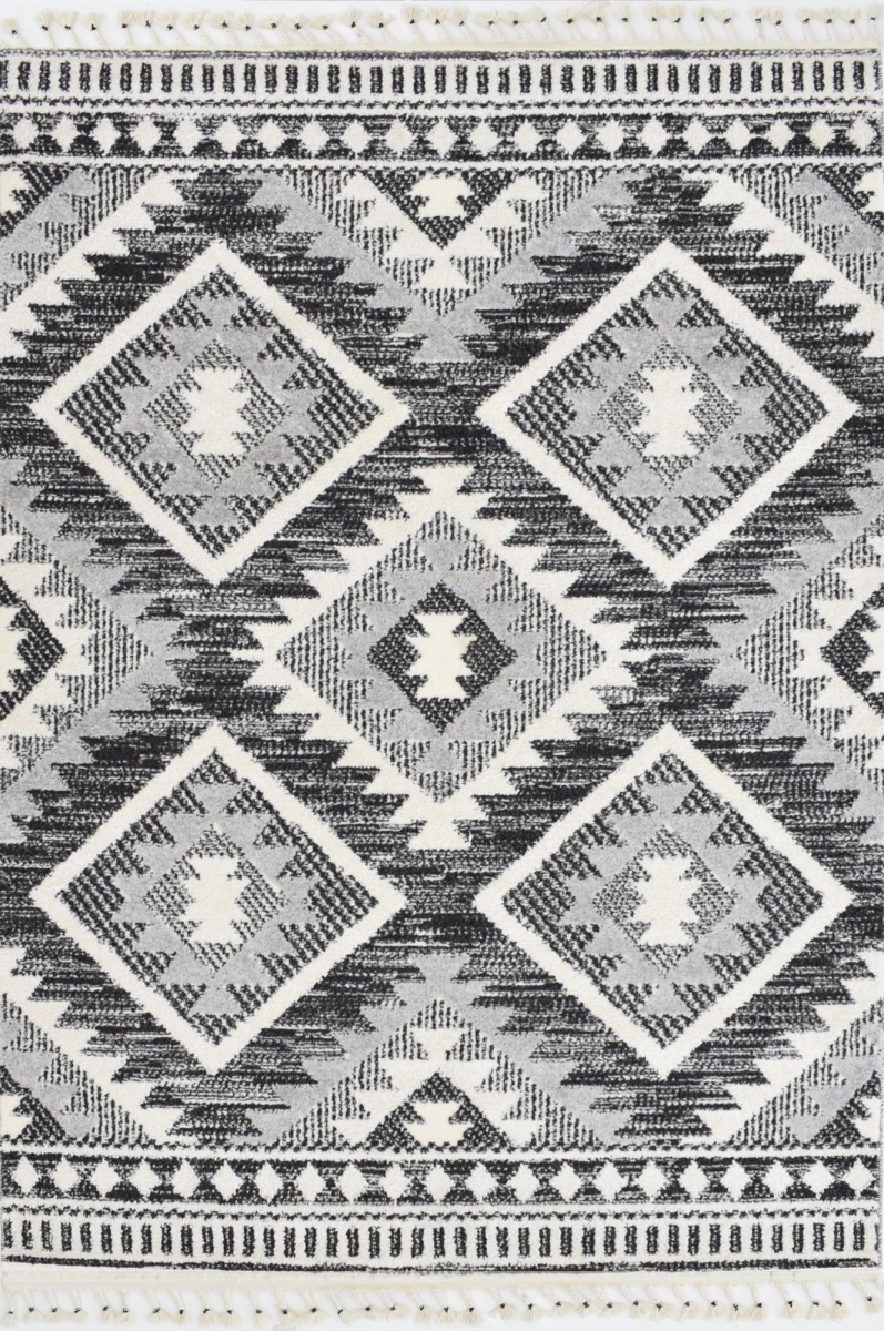 RA33412 2 ft. 6 in. x 4 ft. Catalan IB20A Cape Black Geometric Transitional Rectangle Area Rug, Black & Gray