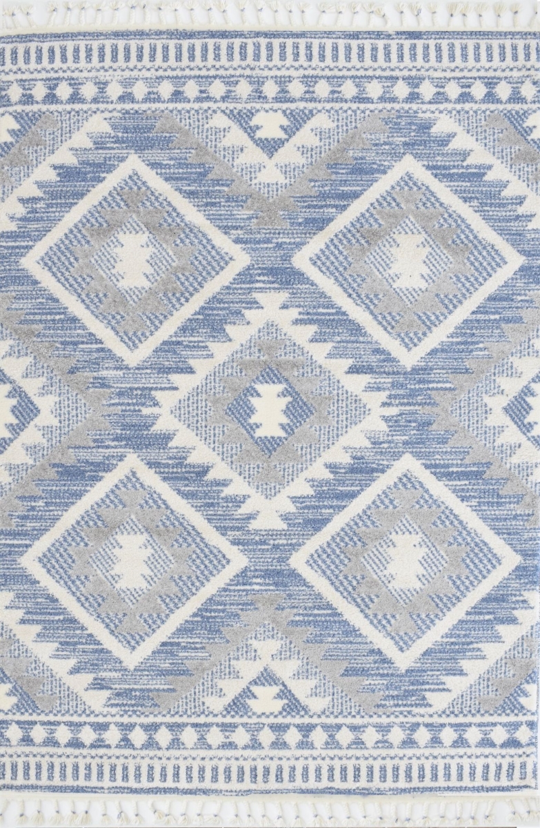 RA33418 5 x 7 ft. Catalan IB20B Cape Blue Geometric Transitional Rectangle Area Rug, Blue & Gray