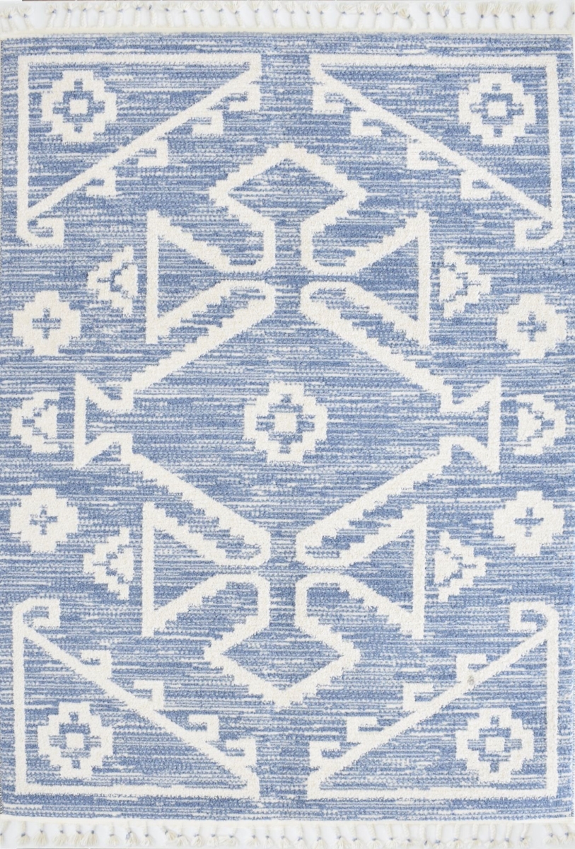 RA33423 8 ft. 3 in. x 10 ft. Catalan IB30A Billow Blue Geometric Transitional Rectangle Area Rug, Blue & White