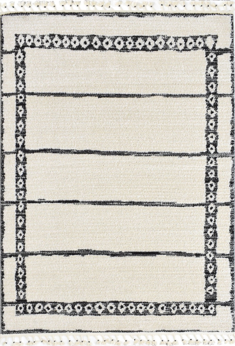 RA33432 2 ft. 6 in. x 4 ft. Catalan IB40A Aurora Black Geometric Transitional Rectangle Area Rug, White & Black