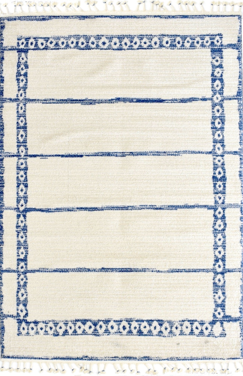 RA33438 5 x 7 ft. Catalan IB40B Aurora Blue Geometric Transitional Rectangle Area Rug, White & Blue