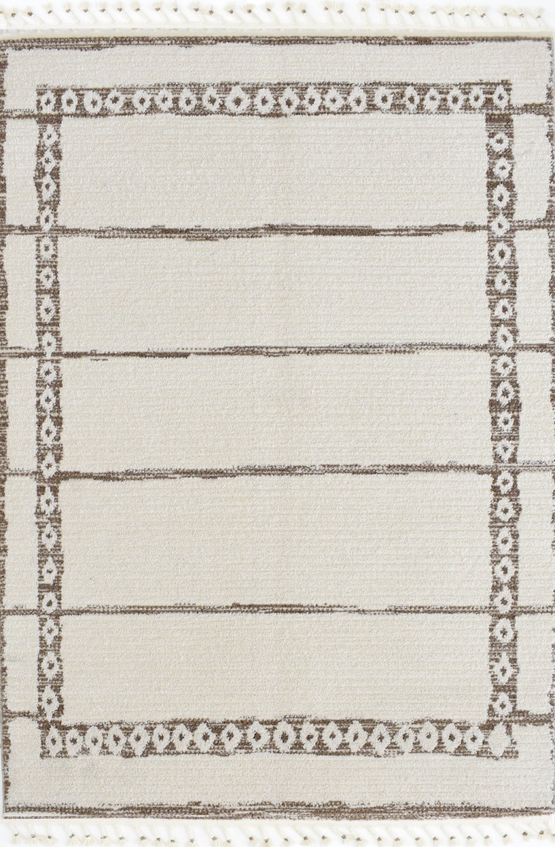 RA33442 5 x 7 ft. Catalan IB40C Aurora Tan Geometric Transitional Rectangle Area Rug, White & Tan