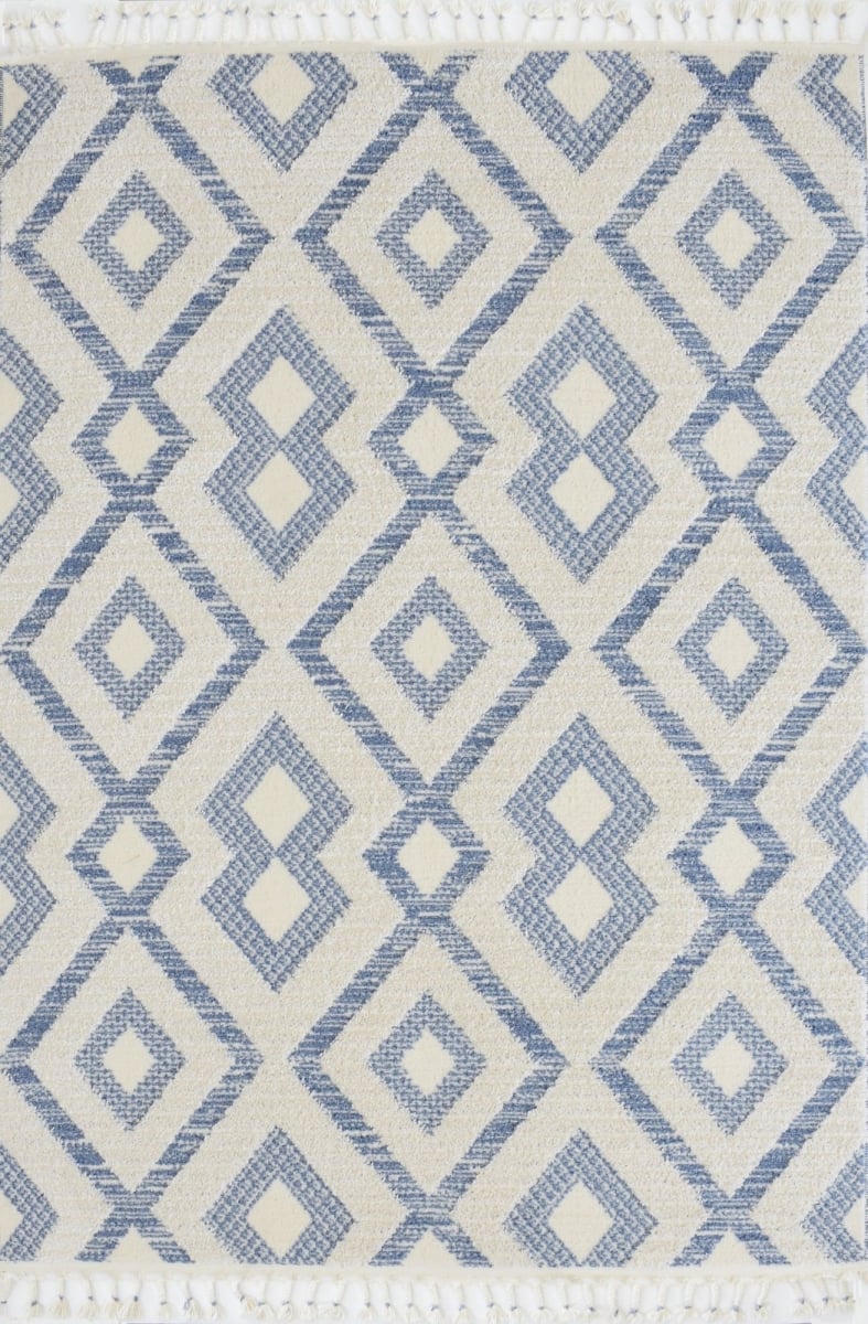 RA33446 5 x 7 ft. Catalan IB50A Blue Skye Geometric Transitional Rectangle Area Rug, White & Blue