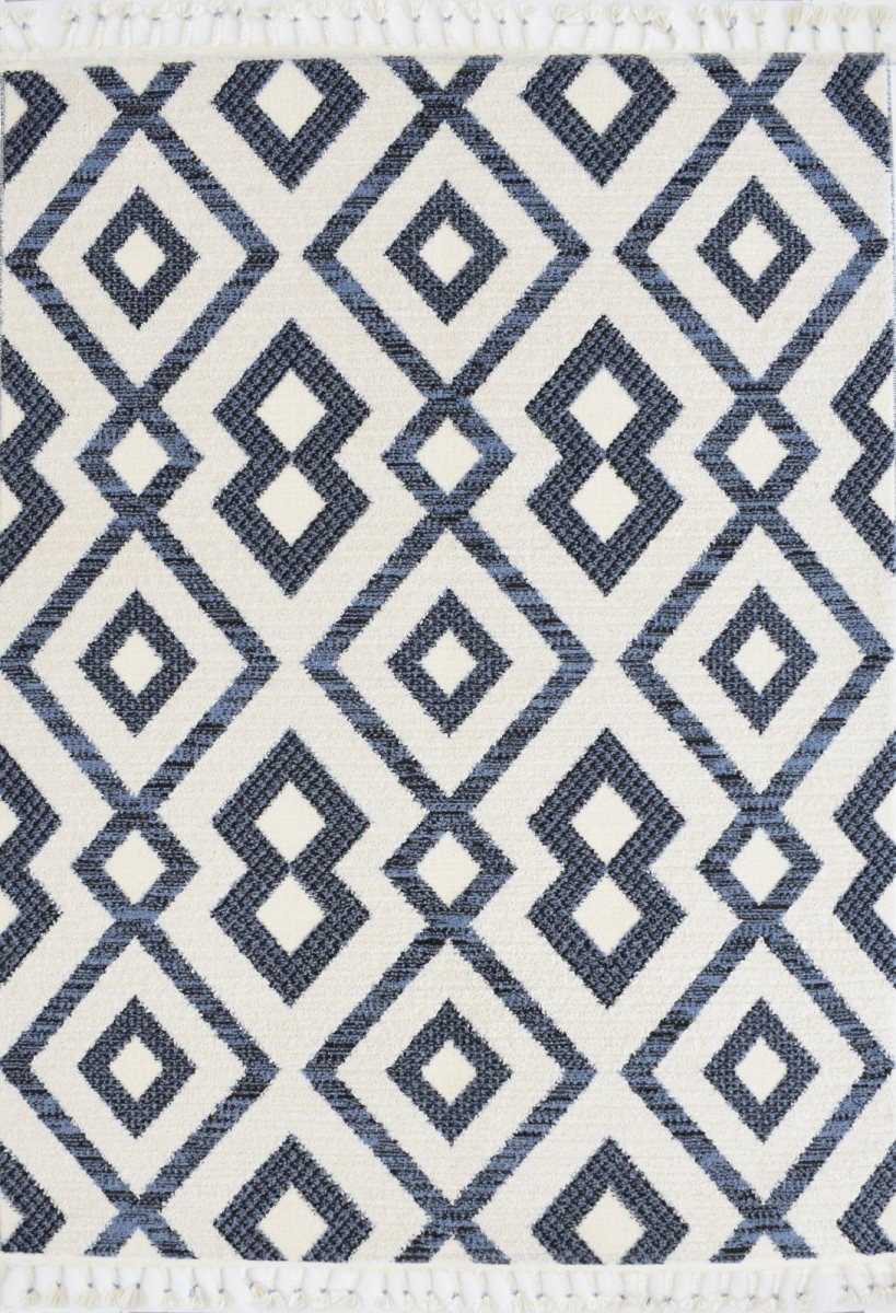 RA33451 8 ft. 3 in. x 10 ft. Catalan IB50B Black Skye Geometric Transitional Rectangle Area Rug, White & Blue