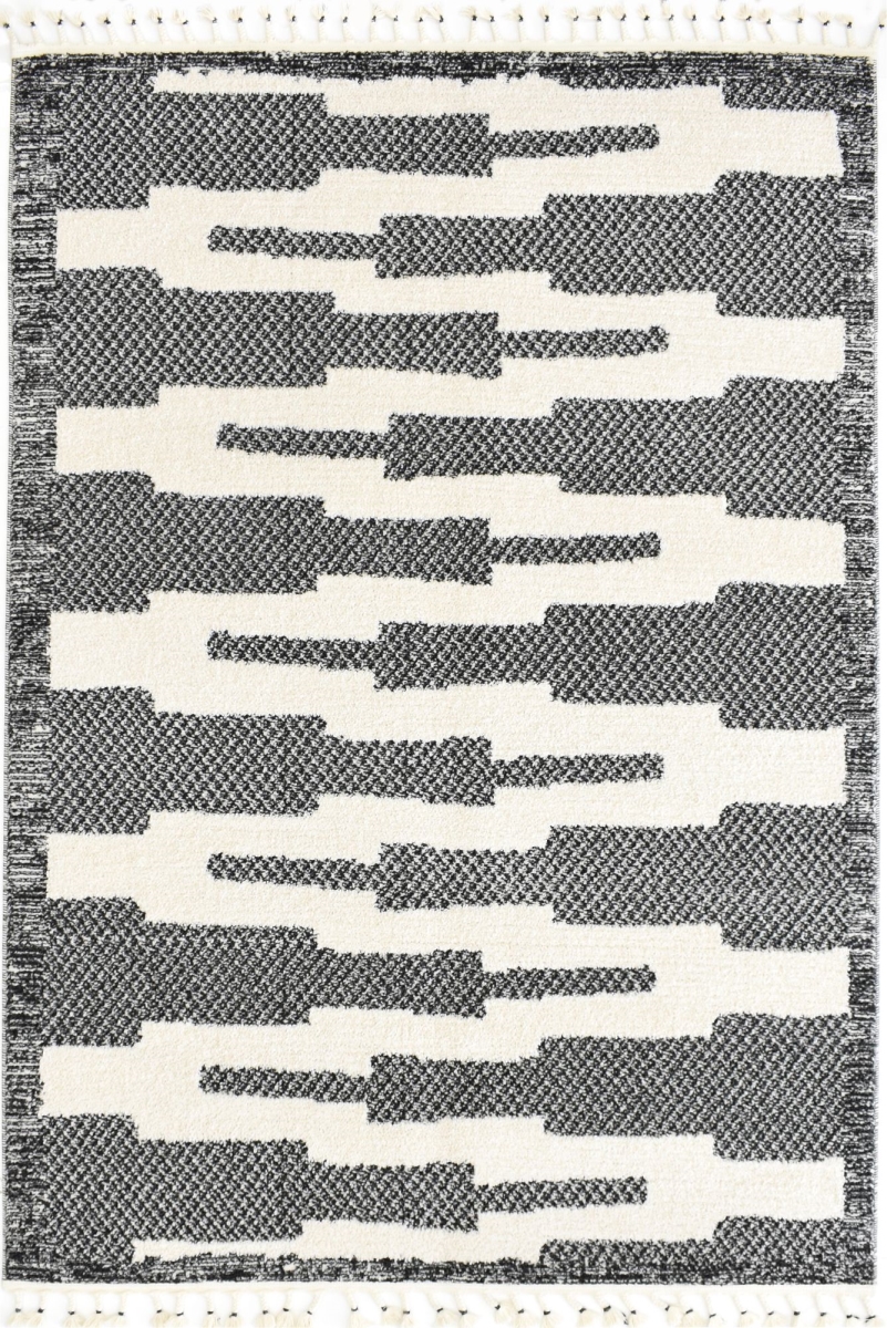RA33472 2 ft. 6 in. x 4 ft. Catalan IB80B Kai Black Geometric Transitional Rectangle Area Rug, Black & White