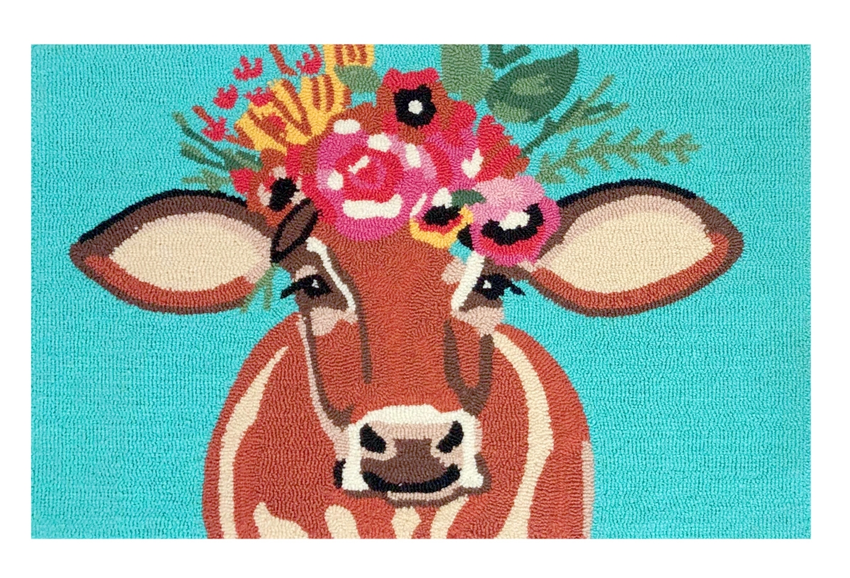 25981A Betsy Floral Cow Turquoise Size 24'X36'