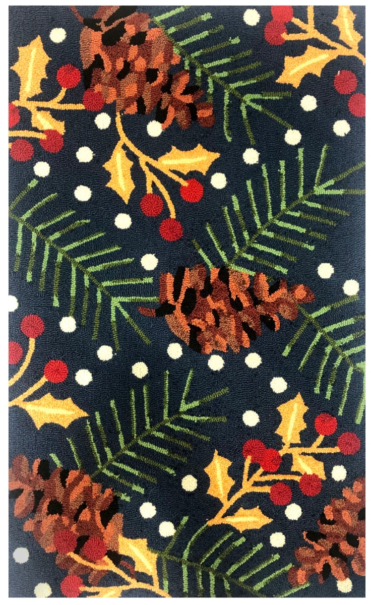 26084B Happy Holly Indigo Size 30'X48'