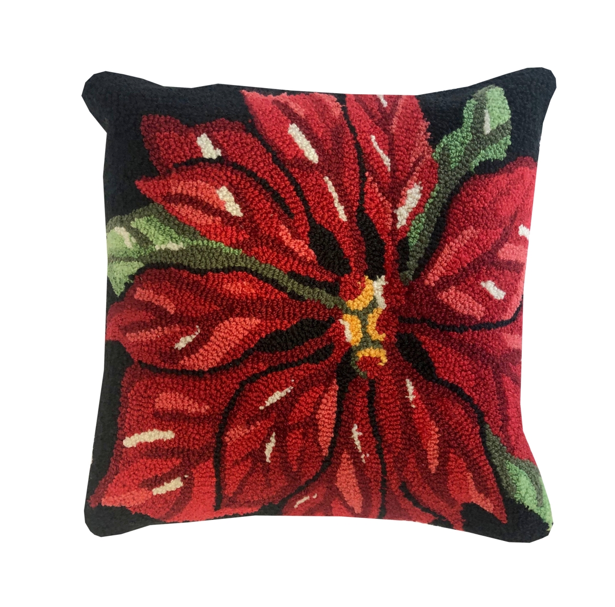 26259P Poinsettia Black Pillow Size 18X18