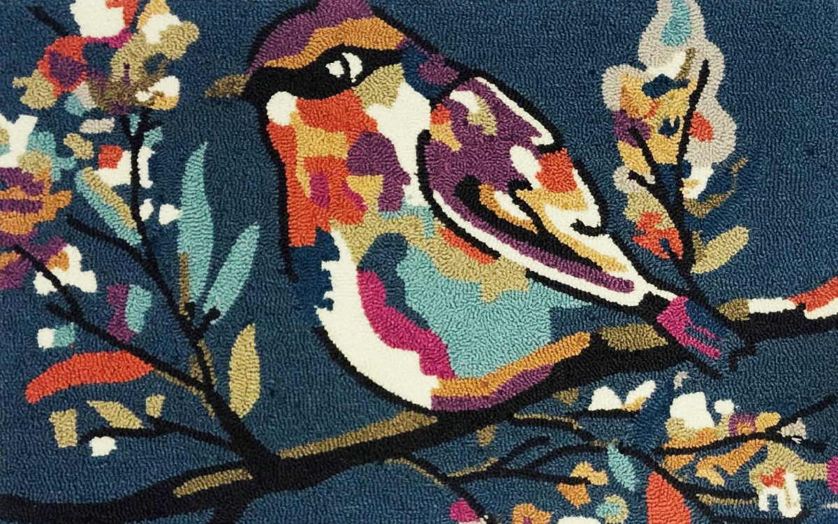 30 x 48 in. Autumn Watercolor Bird Rug