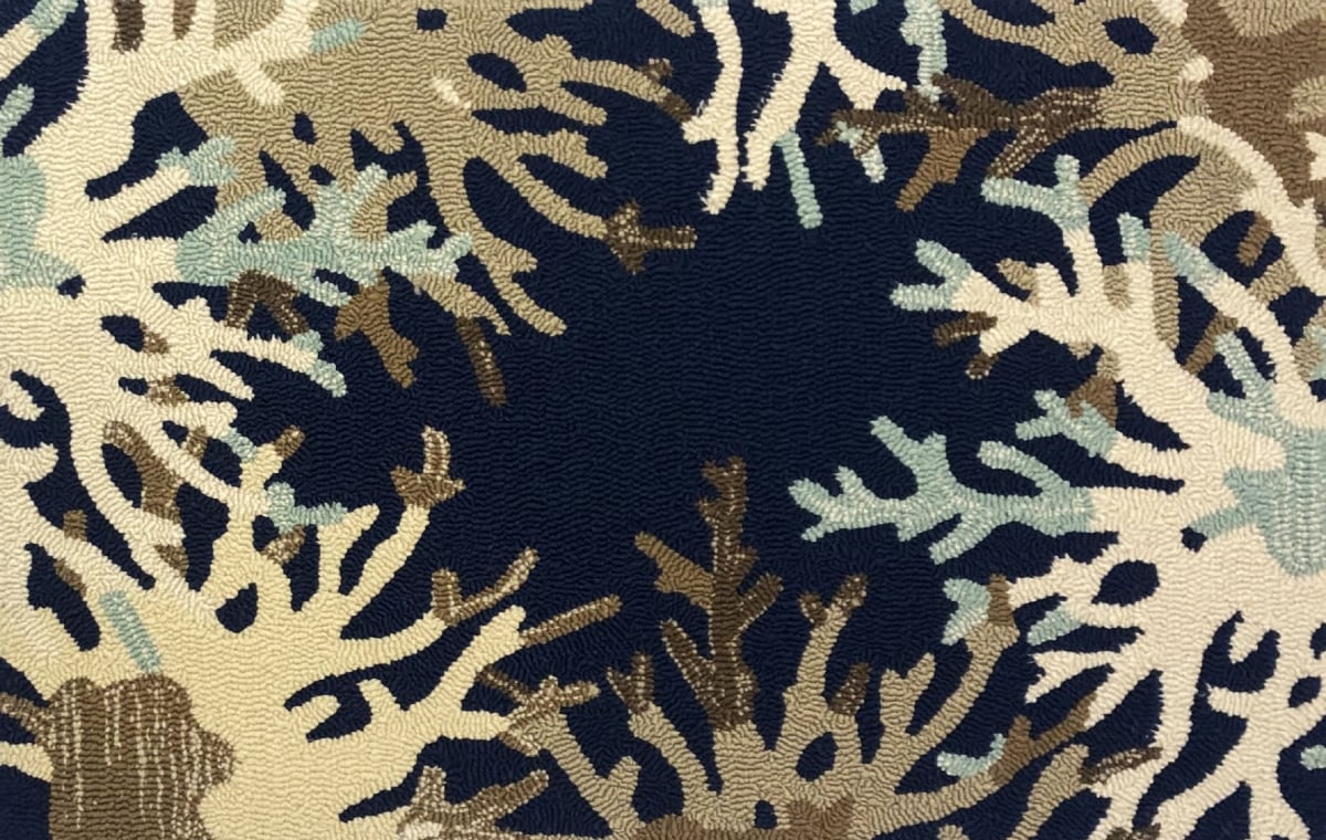 24 x 36 in. Coral Border Rug - Indigo