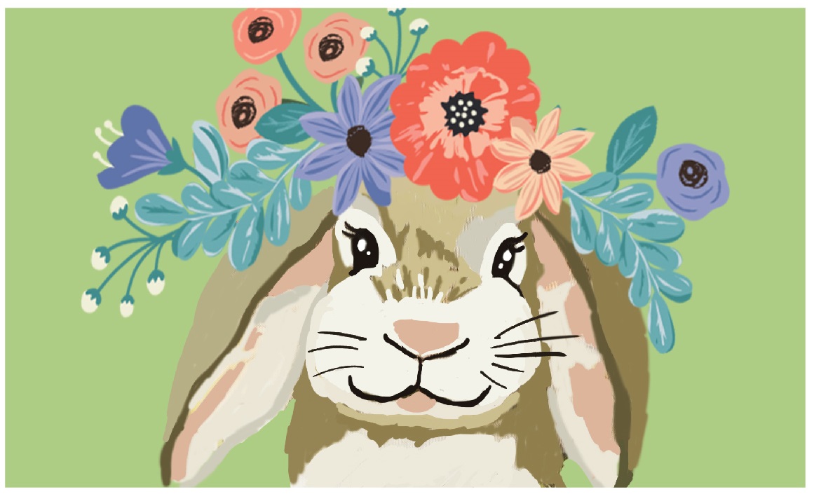 24 x 36 in. Flower Child Hare Rug - Green