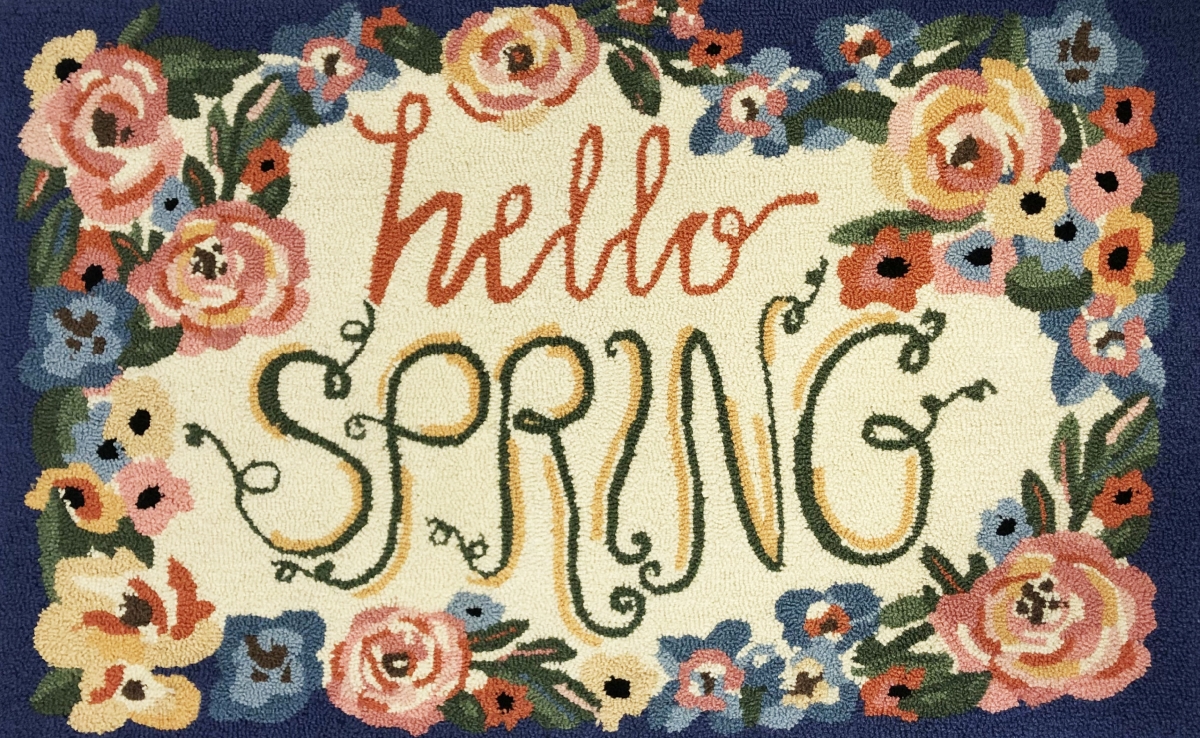 26199B 30 x 48 in. Hello Spring Rug - Navy