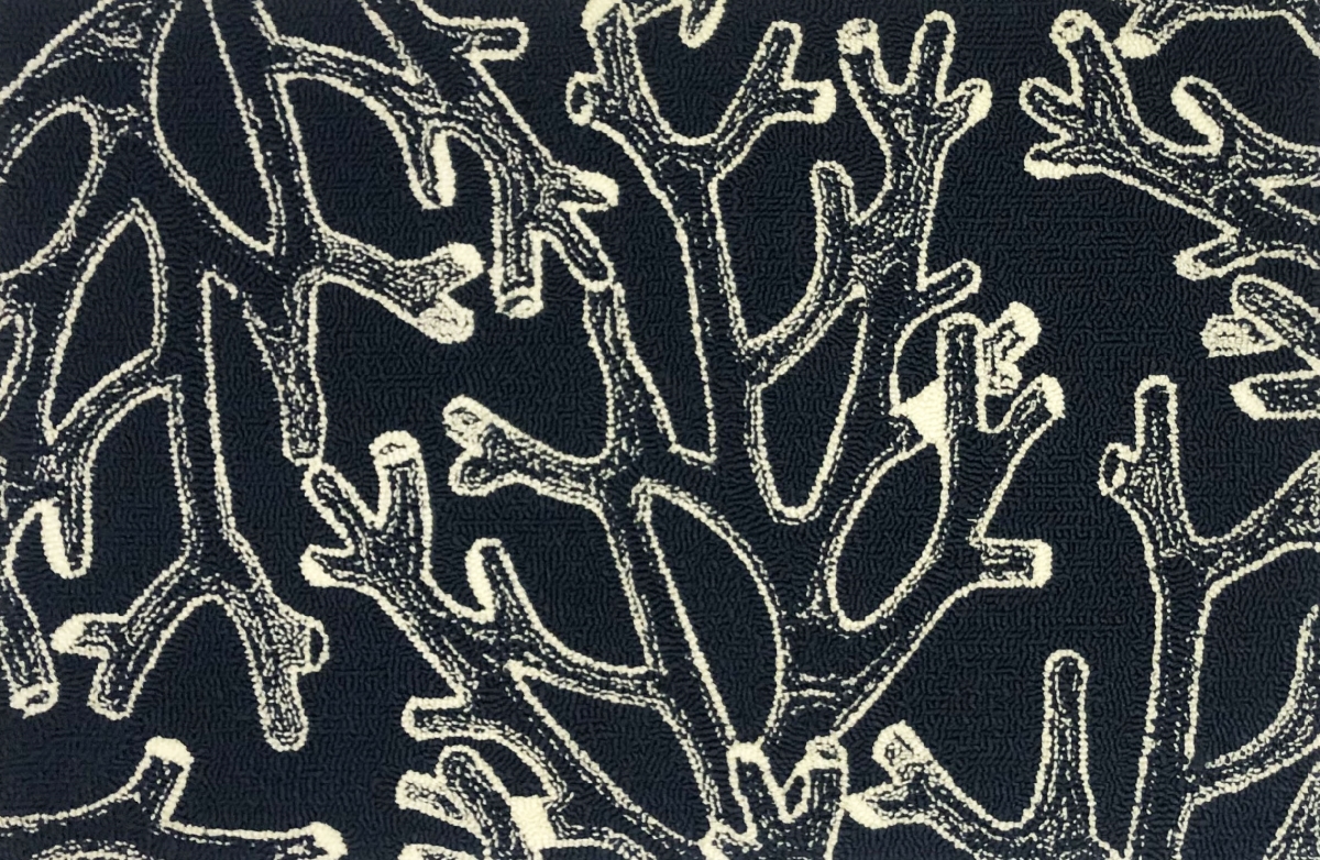 24 x 36 in. Coral Outline Rug - Indigo