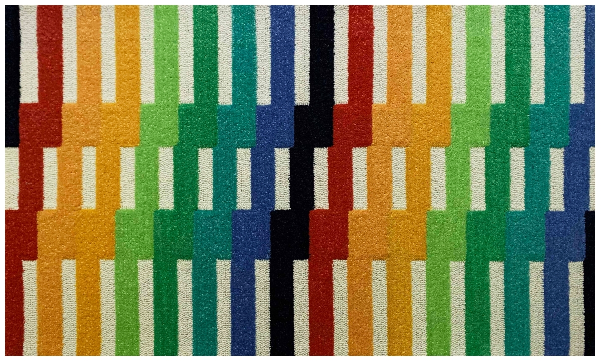 Picture of The Rug Market 71316B 2.8 x 4.8 Offset Rainbow Zig Zag Area Rug