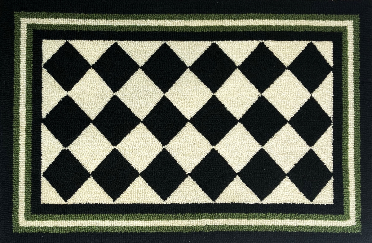 24 x 36 in. Harlequin Green Border Rug